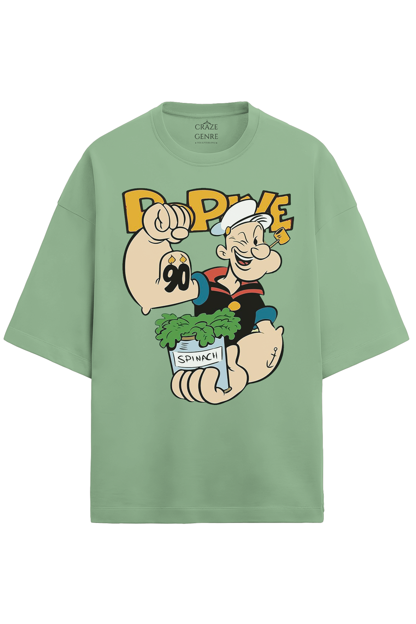 Popeye Power: Jade Oversized French Terry Tee